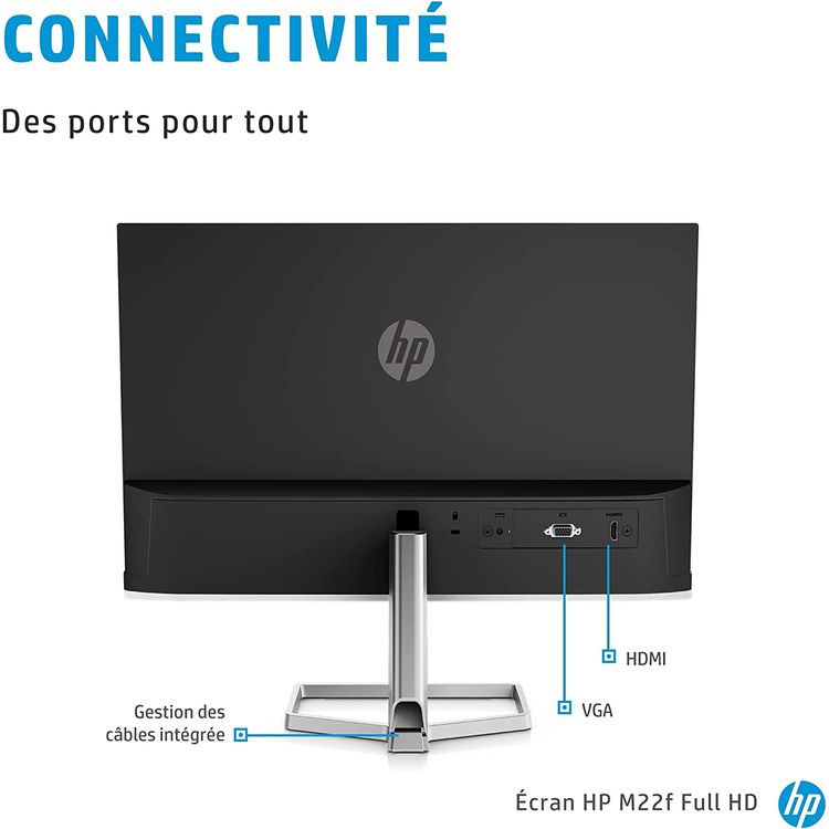 HP Monitor M22F Full HD IPS (21.5 Inch) - Silver Black - 22 Inch