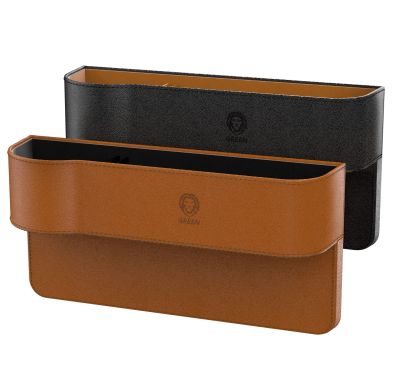 منظم جلدي عالمي لمقاعد السيارة من غرين ، يُدرج بين المقعد ووحدة التحكم ، يحافظ على نظافة السيارة وتنظيمها ، بني