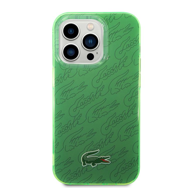 Lacoste Hard Case IML Double Layer & Dyed Bumper Signature Pattern - iPhone 14 Pro - Green