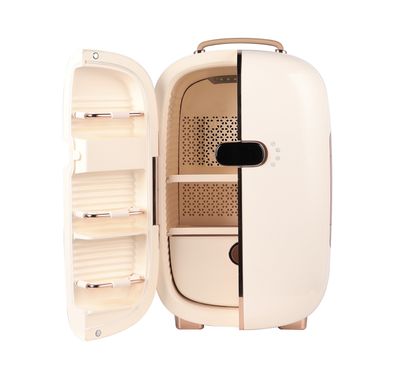 ثلاجة مكياج جرين ليون 12 لتر 42 وات، ضبط الوقت ودرجة الحرارة، أزرار تحكم، شاشة رقمية، رف لأحمر الشفاه، درج قابل للإزالة - بيج / أبيض