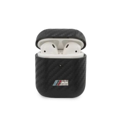 CG Mobile BMW M Collection PC PU Carbon Case with Metal Logo Compatible for AirPods 1/2 Officially Licensed, Dust Proof, Scratch Proof, Dirt Proof - Black