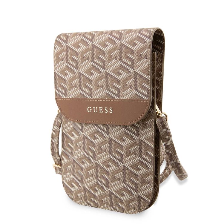 Guess Gcube Stripe Wallet Bag - Brown
