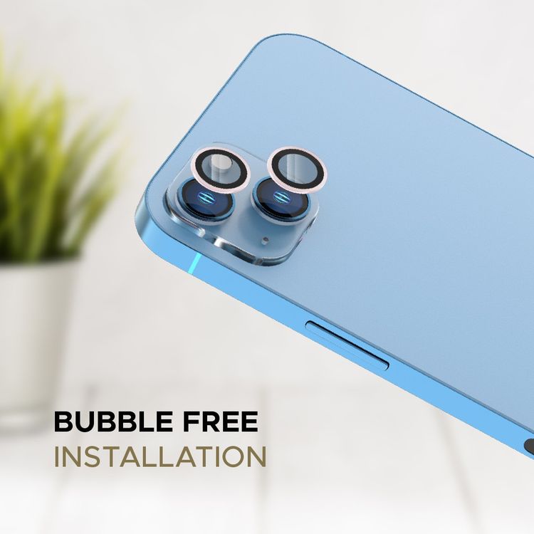 حامي عدسة LEVELO Lucent Duo متوافق مع آيفون 13 ميني و13 (قطعتين)، صلابة 9H، خالٍ من الفقاعات، فائق النحافة ويغطي بالكامل، حامي عدسة الكاميرا، مقاوم للخدش - وردي