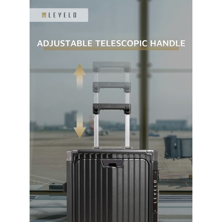 Levelo RoamRollers Travel Luggage with Aluminum Body, Medium - Grey