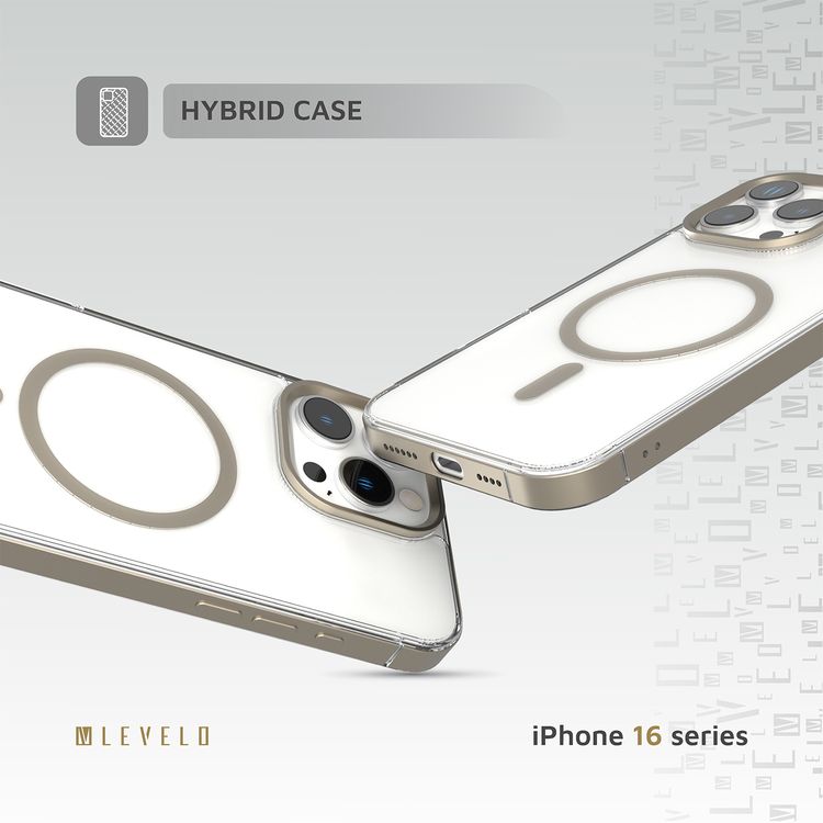 Levelo Claire Magsafe Case with Aluminum Bumper Case for iPhone 16 Pro , Hybrid Case, MagSafe Compatibility - Titanium