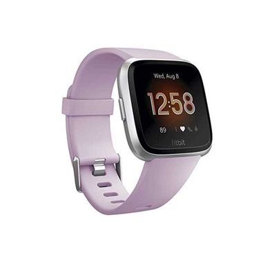 Fitbit Versa Lite Edition Fitness Wristband with 24/7 Heart Rate Tracker, Key Fitness & Smart Features, Exercise & Activity Tracking, Customizable Clock Faces, Sleep Tracking, Water-Resistant, 4+ Day Battery Life Bold Design Smartwatch - Lilac/Silver Aluminum