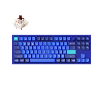 Keychron Q3 QMK لوحة مفاتيح Gateron G-Pro مخصصة قابلة للتبديل مع RGB ومقبض ومفتاح أحمر - أزرق داكن - البحريه الزرقاء