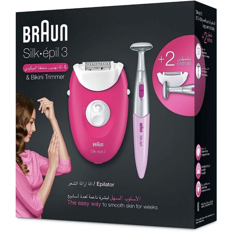 Braun Silk-Epil 3420 Epilator with Massage Rollers - Pink
