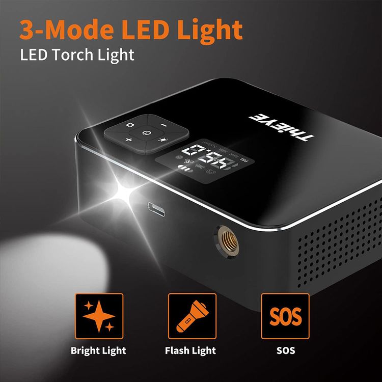 ThiEYE Air Compressor AirKit2, Portable Tire Inflator, 120 PSI Cordless Tire Pump, Digital LCD Screen, Light for Car Bike Motorcycle, Truck Ball