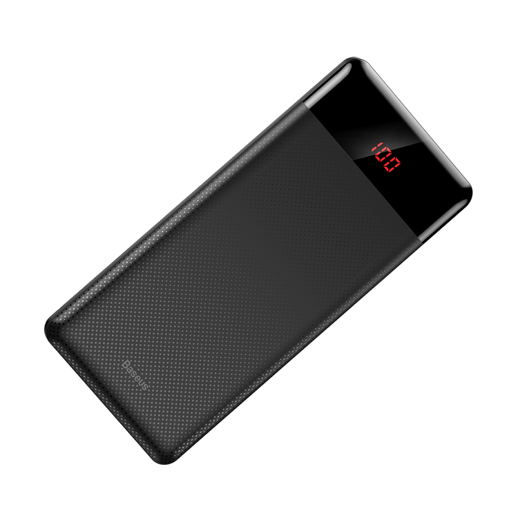 Baseus Mini CU 10000mAh Powerbank with Li-Polymer Battery, Digital LED Display, Dual USB Outputs, Compact Design, Multiple Safety Protections, Micro-USB Input - Black 
