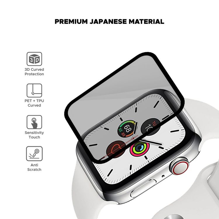 واقي شاشة كامل ثلاثي الابعاد من Liberty Guard  لساعة Apple Watch (38 مم)،مصنوع من مادة PET الناعمة و مضاد للصدمات والتأثير – شفاف