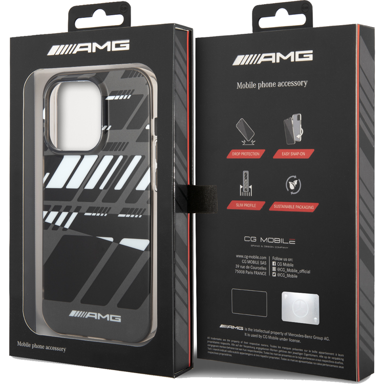 AMG Frosted PC Case - Expressive Graphic, Bumper Protection iPhone 14 Pro Compatibility - Grey
