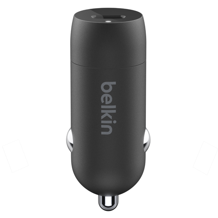 {CCA004bt1MBK-B5} شاحن سيارة بيلكين USB-C 30 وات مع موصل PVC إلى Lightning بطول 1 متر - أسود