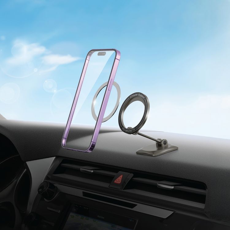 Green Lion Foldable MagSafe Car Holder, Compatible with iPhone 12 & Above, Zinc Alloy & PC Material - Black