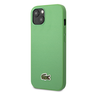 Lacoste Hard Case Iconic Petit Pique PU Woven Logo Estragon Compatible with iPhone 14 Plus - Green