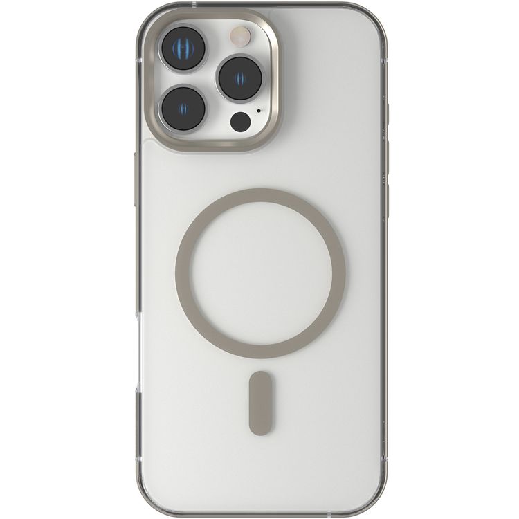 Levelo Claire Magsafe Case with Aluminum Bumper Case for iPhone 16 Pro , Hybrid Case, MagSafe Compatibility - Titanium