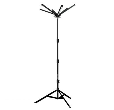 مجموعة مصابيح التخييم الكاملة من بورودو لايف ستايل 6 مصابيح، حامل، سلك 3.5 متر مع مشبك، ولاعة سجائر، جهاز تحكم عن بعد وحقيبة - أسود