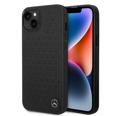 حافظة جلدية أصلية من مرسيدس بنز مع iPhone 14 Plus بنمط نجمة - أسود