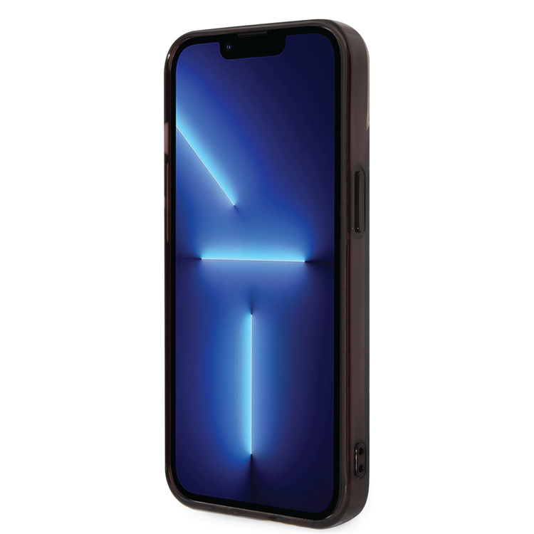 BMW Motorsport Collection PC/TPU IML Case with Printed Tricolor Fading Stripe iPhone 14 Plus Compatibility - Black