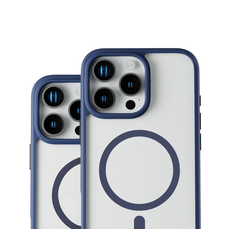 حافظة Levelo MagSafe Solo لهاتف iPhone 16 Pro، تقنية Clearview، مقاومة للخدش 3H، هيكل هجين - أزرق غامق