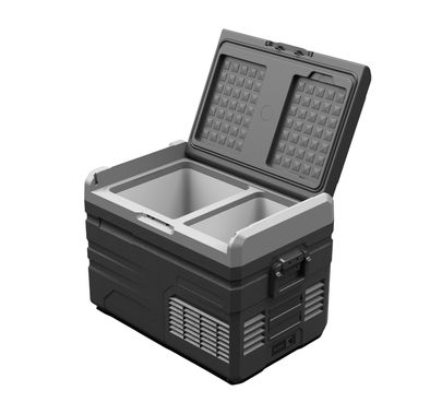 ثلاجة ومجمد ذكي مزدوج المقصورات من باورولوجي، مبرد متعدد الاستخدامات للمغامرات الخارجية، سعة 37.5 لتر، عمر بطارية 12 ساعة، متوافق مع أنظمة IOS وAndroid - رمادي