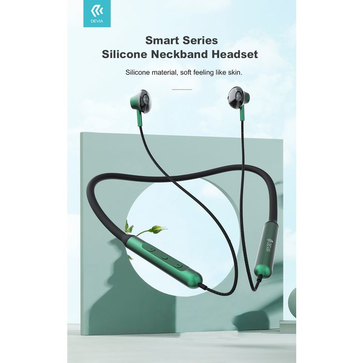 Devia Smart Series Silicone Neckband Headset | Ergonomic Design Bluetooth Headset - Gray / Silver