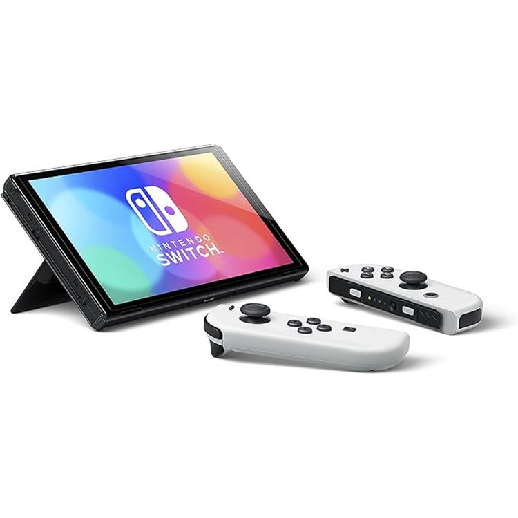 Nintendo Switch (OLED model), Vivid 7” OLED Screen, Wide Adjustable Stand, Detachable Joy-Con Controllers - White