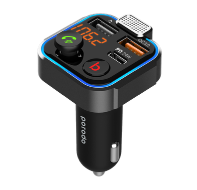 بورودو شاحن سيارة ذكي وجهاز إرسال FM - أسود
