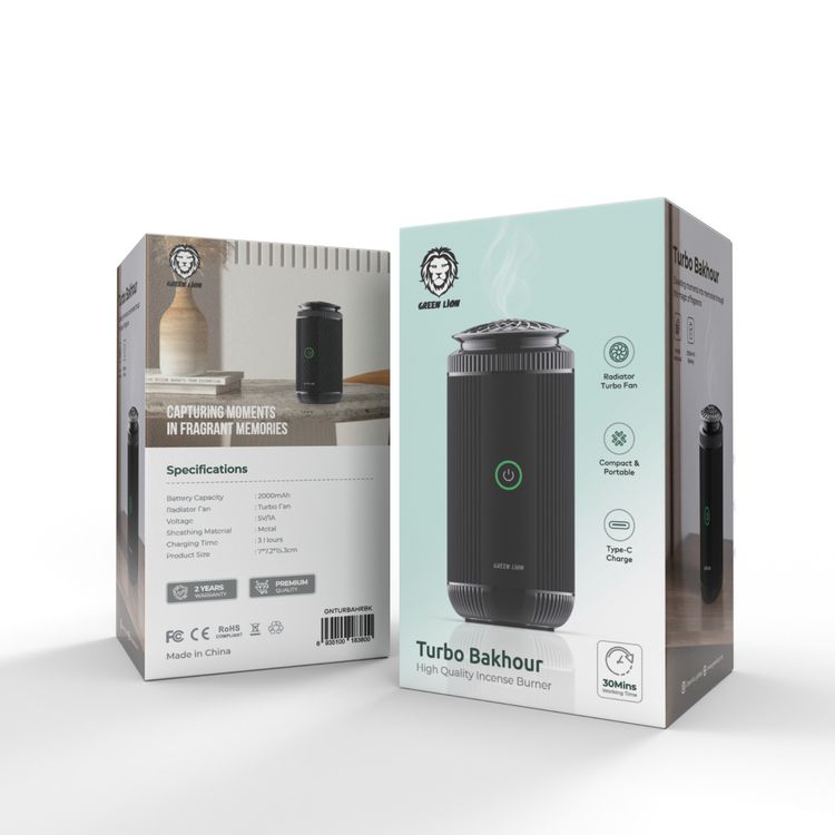 مبخرة بخور تربو للسيارة عالية الجودة من Green Lion - أسود