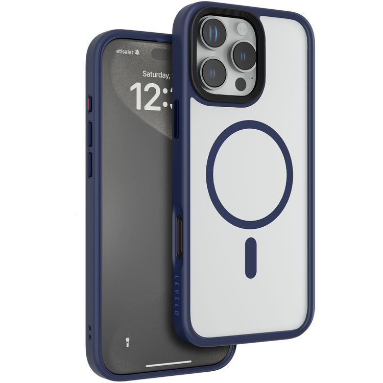 Levelo MagSafe Solo Case for iPhone 16 Pro Max, Clearview Technology, 3H Scratch Resistance, Hybrid Construction - Deep Blue