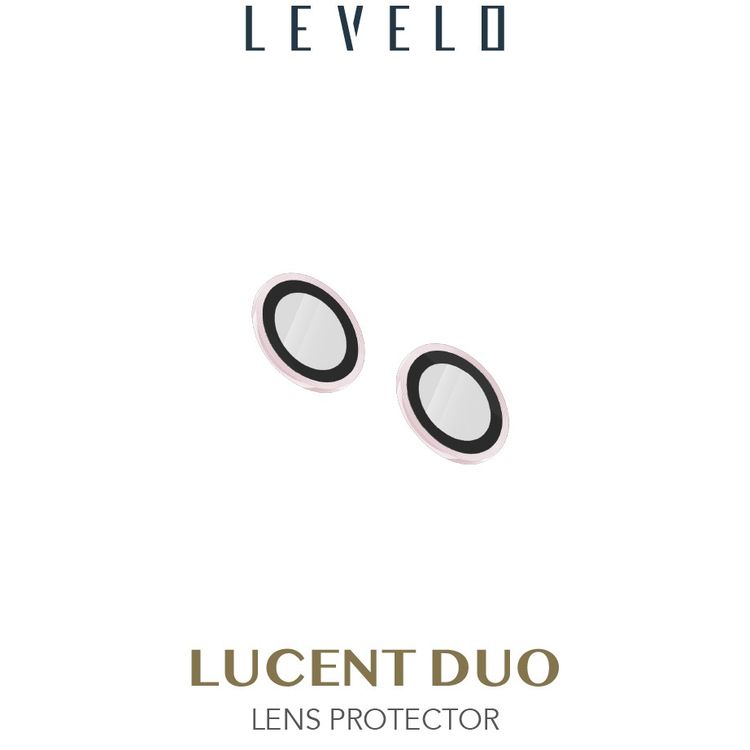 حامي عدسة LEVELO Lucent Duo متوافق مع آيفون 13 ميني و13 (قطعتين)، صلابة 9H، خالٍ من الفقاعات، فائق النحافة ويغطي بالكامل، حامي عدسة الكاميرا، مقاوم للخدش - وردي