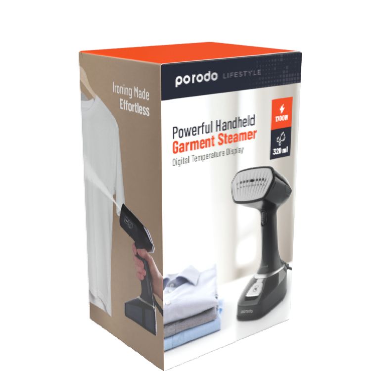 Porodo Fast-Heat  Handheld Steamer Adjustable Steam with LED Indicator - Silver