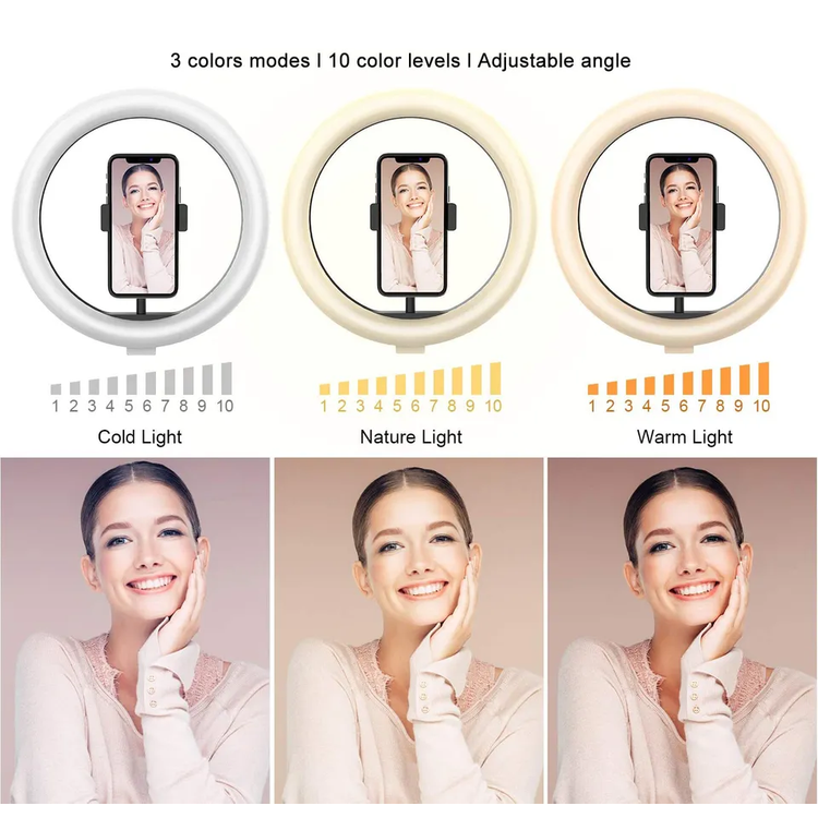 حلقة ضوئية لصور السيلفي من وونيو مع حامل ثلاثي الأرجل 10 - أسود