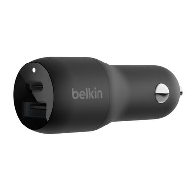 شاحن سيارة للهواتف من بيلكن CCB004BTBK شحن سريع , شاحن سيارة يو أس بي-سي + يو اس بي - أسود