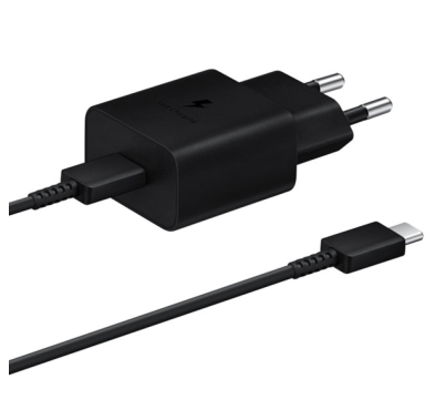 محول السفر سامسونج 15 واط مع كابل USB-C إلى USB-C - أسود