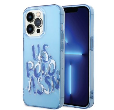 USPA PC/TPU Tranparent Case With Graffiti Logo For iPhone 14 Pro - Blue