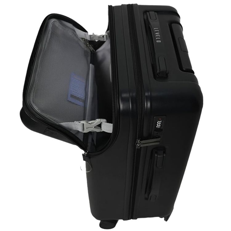 حقيبة سفر ليفيلو أوديسي بغطاء أمامي مفتوح مقاس 22 بوصة، تحمل وزن 30 كجم، مقاومة للصدمات، دوران العجلات 360 درجة، مقبض تلسكوبي - أسود