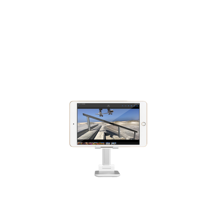 Devia Desktop Tablet Phone Stand, Adjustable, Lazy Stand, Anti-Slip Design, Safe & Secured, Portable Stand for Smartphones, Tablet, etc., Bedside, Office, Kitchen Table - White