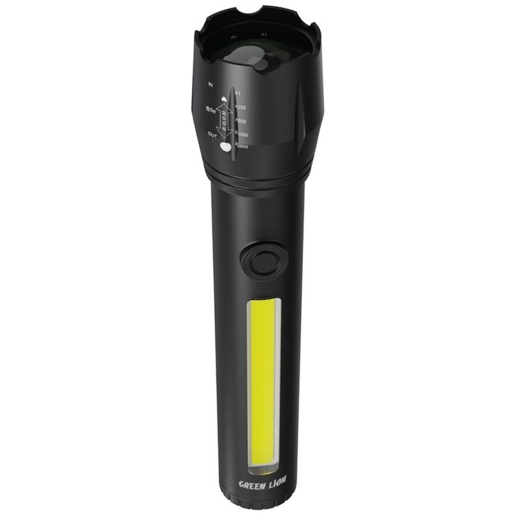 Green Lion 2 in 1 Rechargeable Torch 1500LM 4000mAh - أسود