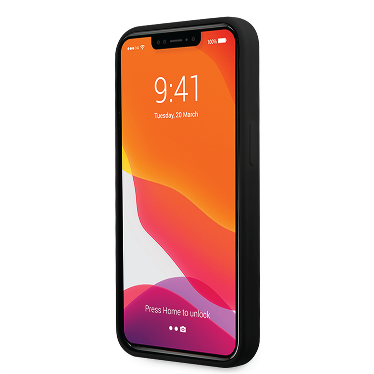 Lacoste Hard Case Liquid Silicone / Microfiber Glossy Printing Logo Compatible with iPhone 14 Pro Max - Black