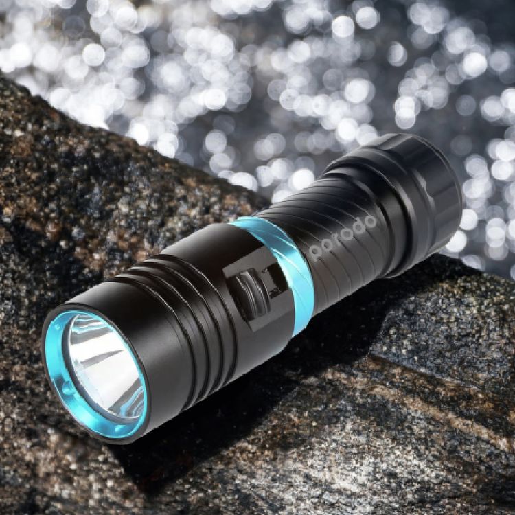 Porodo Camping Rechargeable LED Flash Light With Case, Charging Stand and Cable - Black