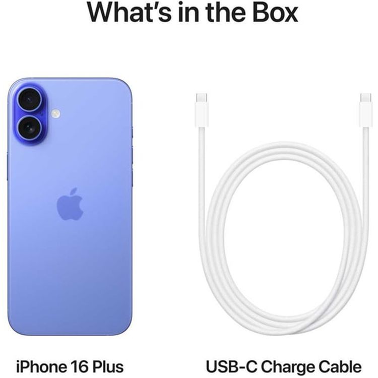 Apple iPhone 16 Plus with 512GB Capacity, 6.7‑inch Screen Size, USB-C Connector Type, 6‑Core CPU, 5‑Core GPU, 5G Network Technology, Splash, Water & Dust Resistant, Middle East Version - Ultramarine