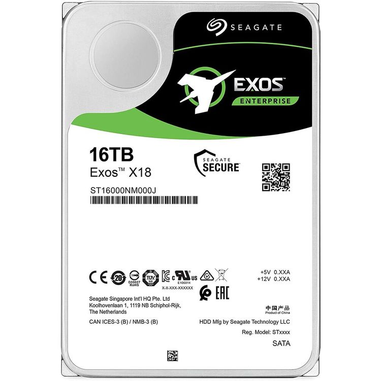 سيجيت إكسوس X18 16 تيرابايت انتربرايز HDD - CMR 3.5 بوصة هايبر سكيل ساتا 6 جيجابايت/ثانية، 7200 دورة في الدقيقة، FastFormat ، زمن انتقال منخفض مع تخزين مؤقت محسّن