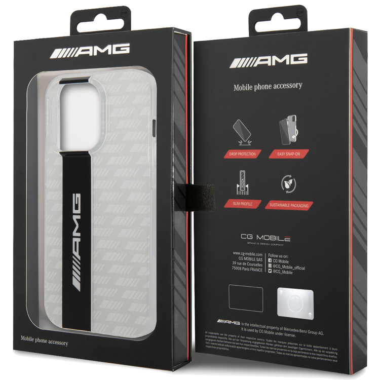 AMG Transparent Double Layer Case with Carbon Pattern II Anti-Explosion/Crystal Case iPhone 14 Pro Compatibility - White