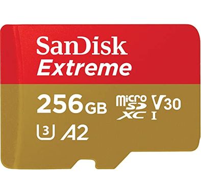 SanDisk 256GB Extreme for Mobile Gaming microSD UHS-I Card - C10, U3, V30, 4K, A2, Micro SD - SDSQXA1-256G-GN6GN - Red/brown