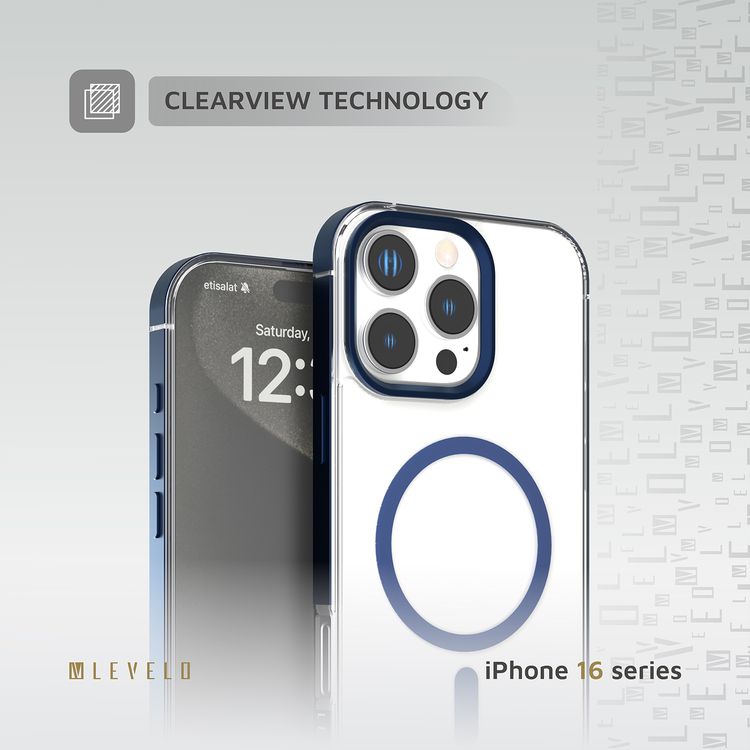 Levelo Claire Magsafe Case with Aluminum Bumper Case for iPhone 16 Pro , Hybrid Case, MagSafe Compatibility - Blue