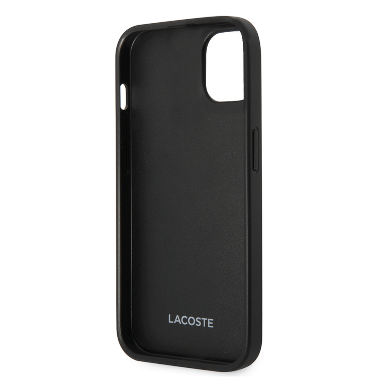 Lacoste Hard Case Iconic Petit Pique PU Woven Logo Estragon Compatible with iPhone 14 Plus - Black