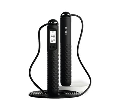 Porodo Lifestyle Smart Skipping Rope Forward & Reverse Counts, Battery Display Set Time - Black