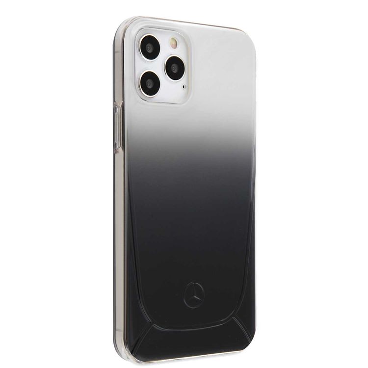 CG Mobile Mercedes-Benz Transparent Case Embossed 1 Compatible for iPhone 12 Pro Max(6.7") Shock & Scratch Resistant, Easy Access to All Ports, Drop Protection Back Cover Suitable with Wireless Chargers Officially Licensed - Black Gradient