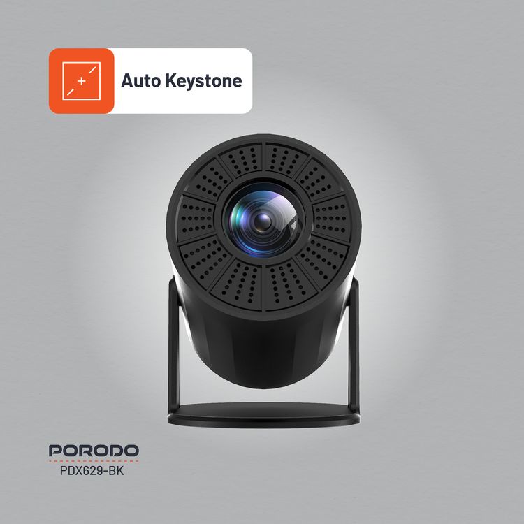 Porodo Gaming 4K Projector with Auto Keystone and Gamepad Controller, Android 11.0 Operating System, Wi-Fi 2.4/5 GHz and BT 5.0 Connectivity, English + 23 Languages - Black